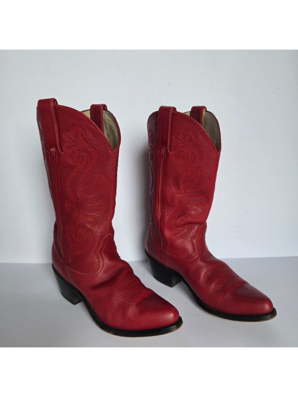 Durango Red Western Cowboy Boots Size 6M Embroidered Snip Toe Cowgirl Boots